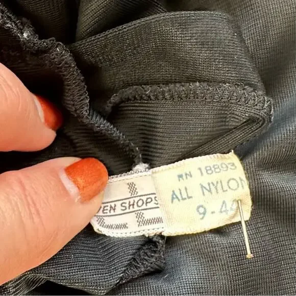 Vintage 1960s Tall Black Slip Tall GVC Over Five Seven Shop Retro Mad Men Pinup - Picture 5 of 8